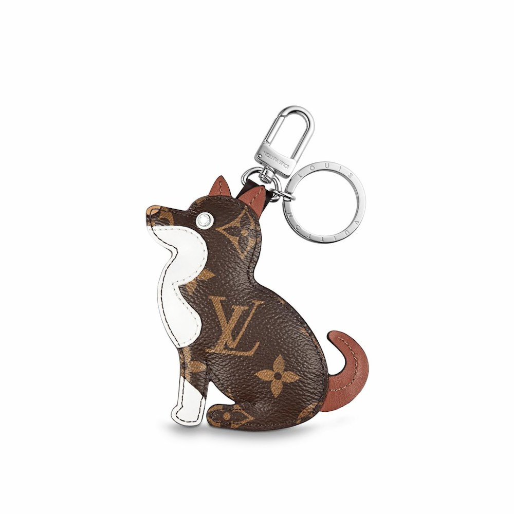 Louis Vuitton Dog Bag Charm and Key Holder Brown in Calf Leather with Silver-tone