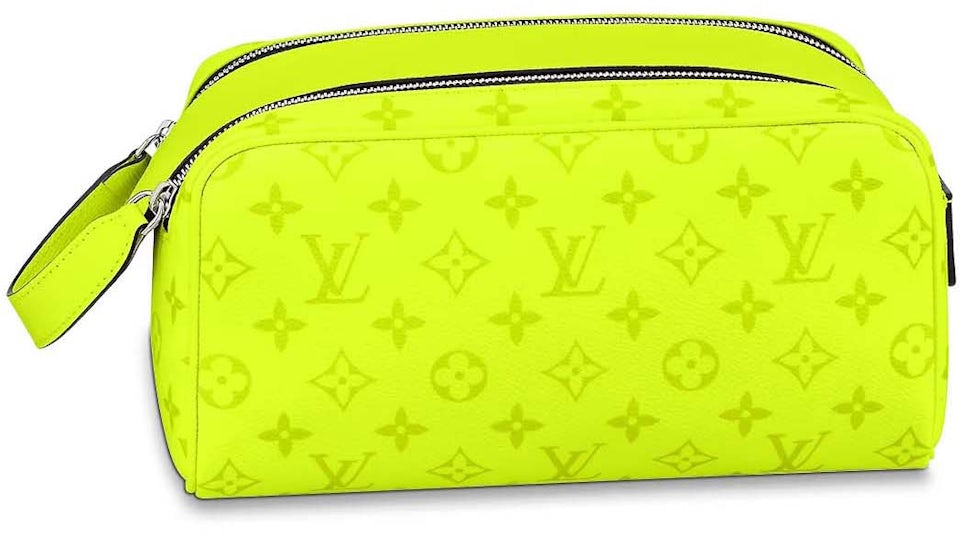 Louis Vuitton Dopp Kit Neon Yellow in Monogram Coated Canvas/Taiga