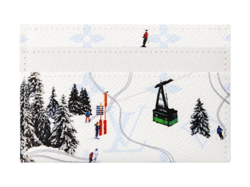 Pre-owned Louis Vuitton Men's  Double Card Case In Ski/white