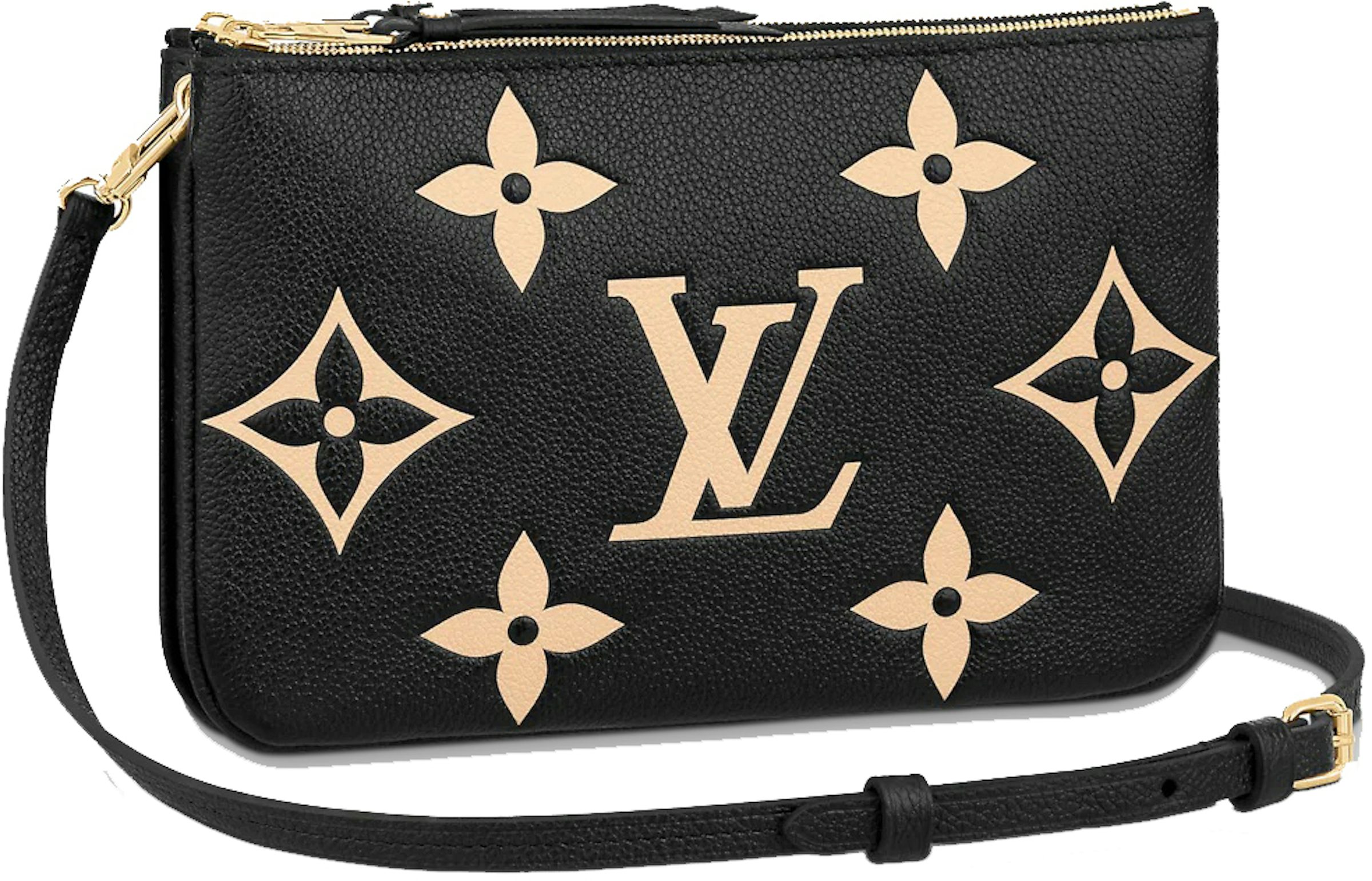 LOUIS VUITTON Double Zip Pochette Monogram Empreinte Crossbody Bag Bla