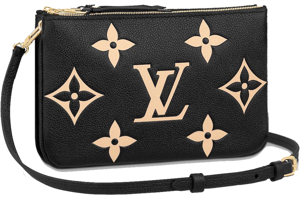Louis Vuitton Double Zip Pochette Bi-color Monogram Black/Brown in  Empreinte Leather with Gold-tone - US