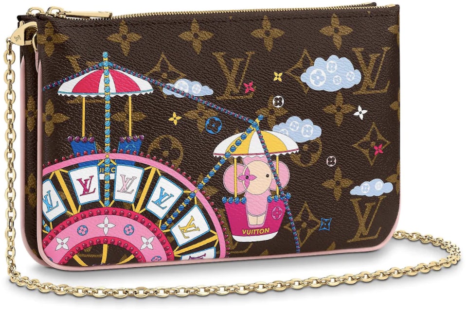 Louis Vuitton Double Zip Pochette Monogram Vivienne Holiday Rose Ballerine  Pink in Coated Canvas with Gold-tone - GB