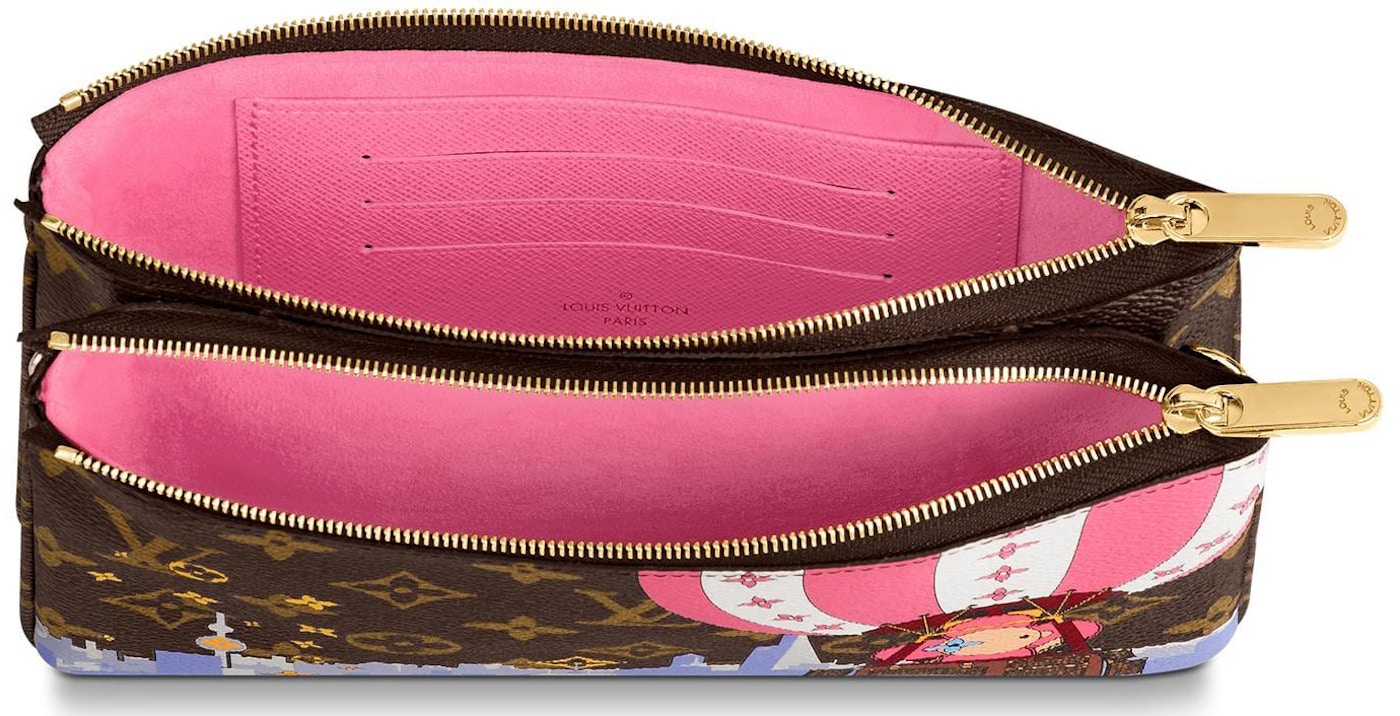 Pre-owned Louis Vuitton Double Zip Pochette Monogram Vivienne Shanghai Pink  Lining