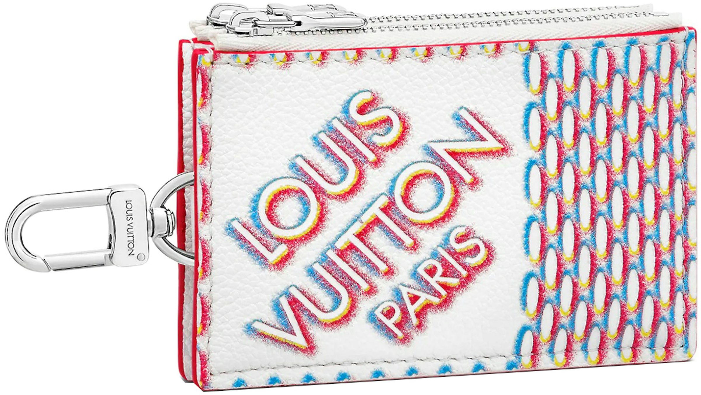 Louis Vuitton Multicolor Blanc White Porte Monnaie Plat Coin Purse Card  Holder