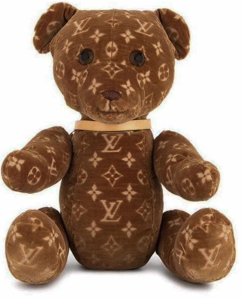 Authentic LOUIS VUITTON Teddy Bear Brooch Brown/Red Jelly/Plastic #f02193