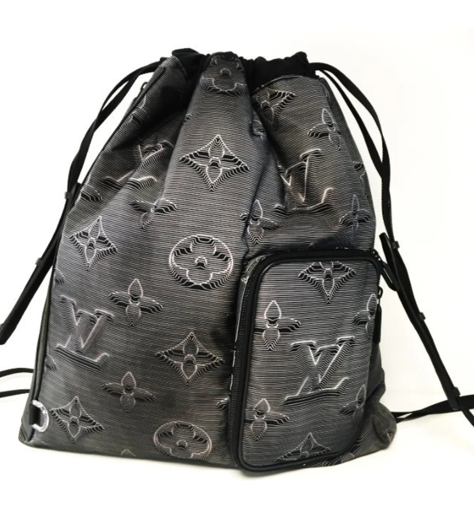 Louis Vuitton Drawstring Backpack Monogram 3D Gray/Black in Leather ...