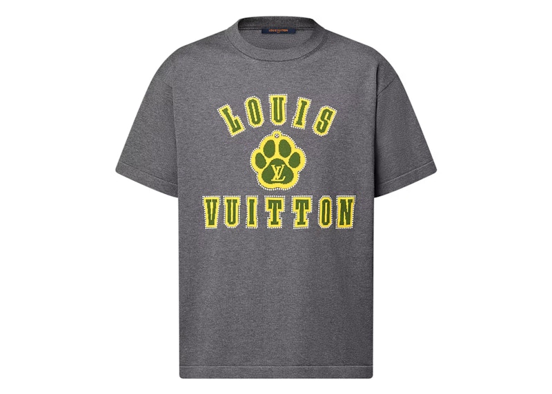 Pre-owned Louis Vuitton Men's  Embellished Shortsleeved Cotton Crewneck In Gargoyle In Gray