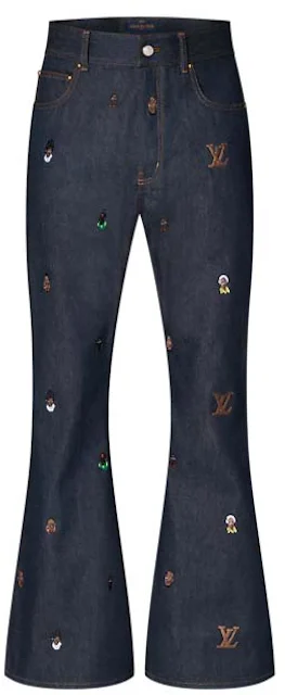 Louis Vuitton Embroidered Bootcut Denim Pants Henry Taylor Indigo Homme ...