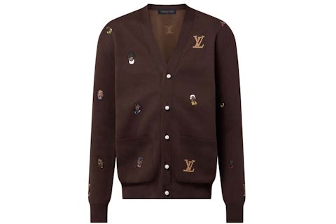 Louis Vuitton Embroidered Cotton Cardigan Henry Taylor Ebony Men's