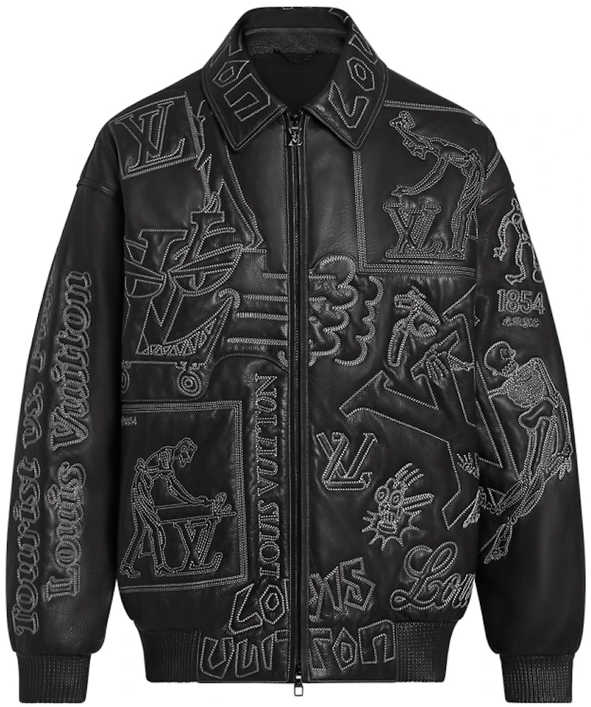 Supreme x Louis Vuitton Leather Bomber Jacket With Tags - LV Monogram Box  Logo