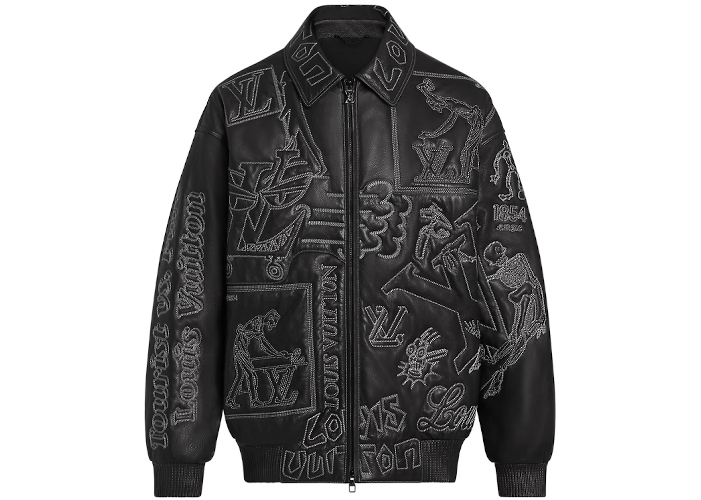 Louis Vuitton Embroidered Leather Bomber Black Men's - FW21 - US