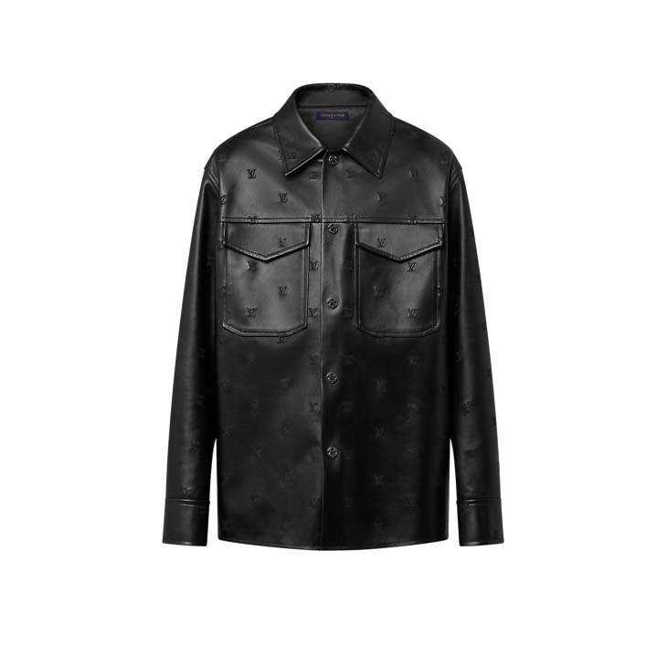 Louis Vuitton Embroidered Leather Signature Overshirt LV Blouson Black