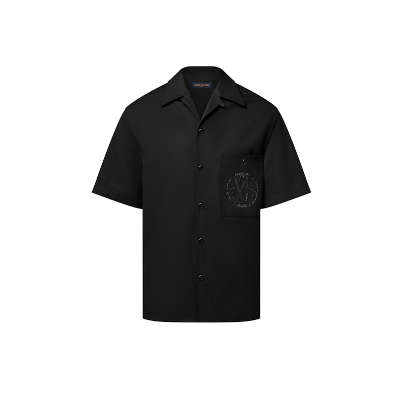 Louis Vuitton Embroidered Short-Sleeved Cotton Shirt Black Men's