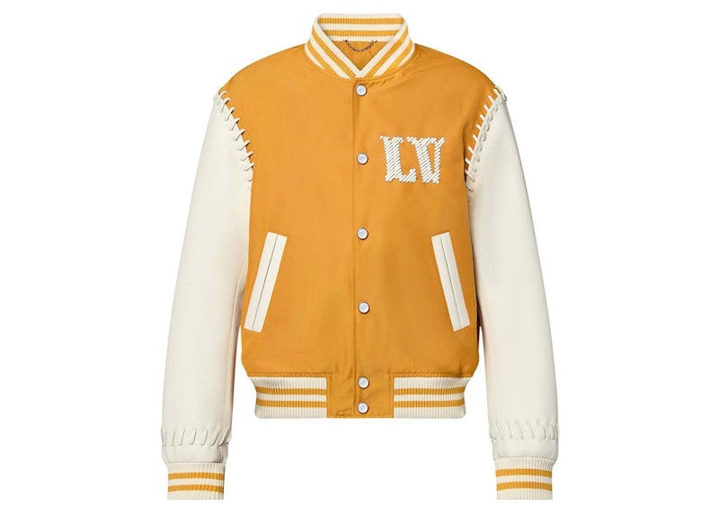 Pre-owned Louis Vuitton Men's  Embroidered Varsity Blouson In Golden Yellow