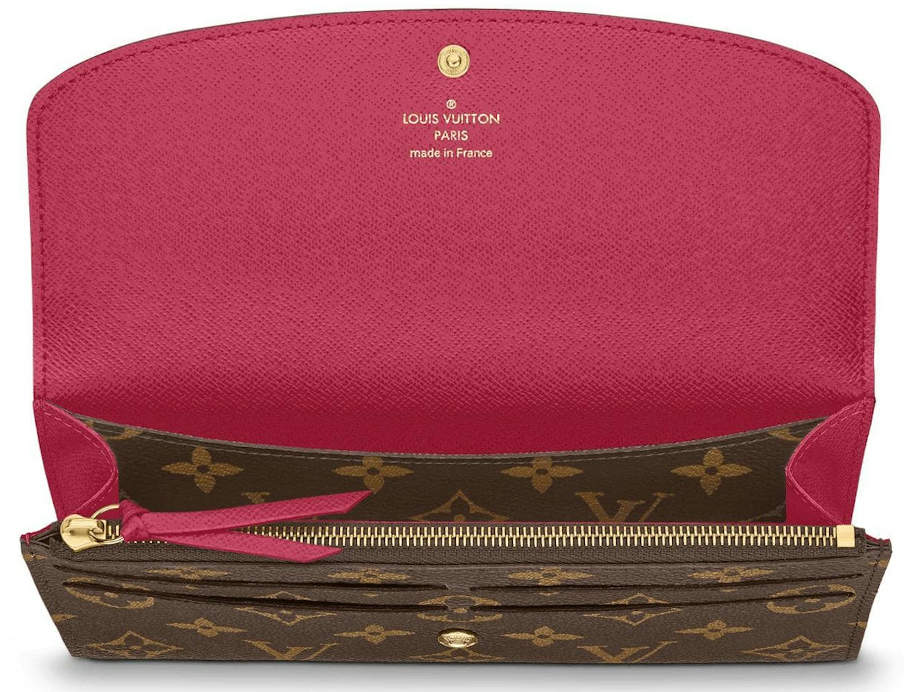 Louis Vuitton Emilie Wallet Monogram Fuchsia in Coated Canvas with Gold