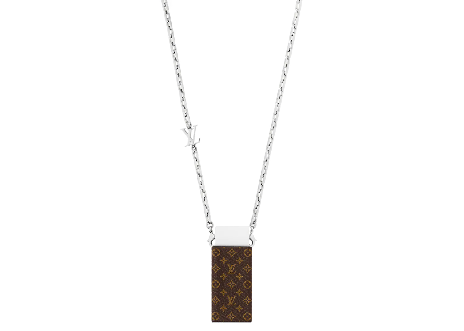 Louis Vuitton Eraser Necklace SilverBrown in Silver Metal with Silvertone   US