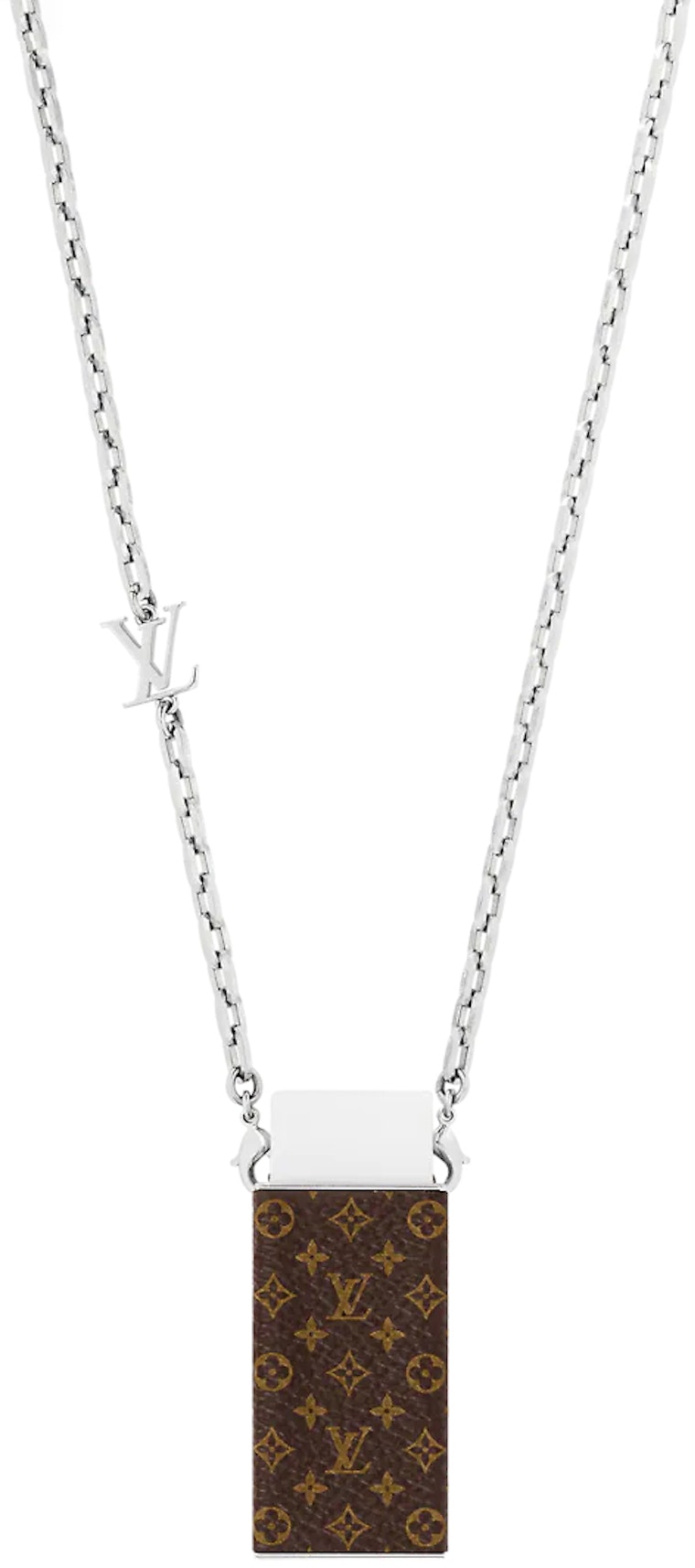 Louis Vuitton Eraser Necklace Silver/Brown in Silver Metal with Silver-tone  - ES