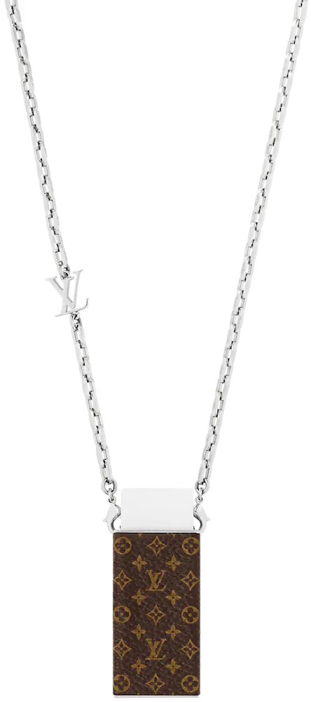 Louis Vuitton Eraser Necklace Silver/Brown in Silver Metal with