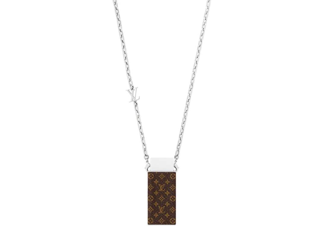 Pre-owned Louis Vuitton Eraser Necklace Silver/brown