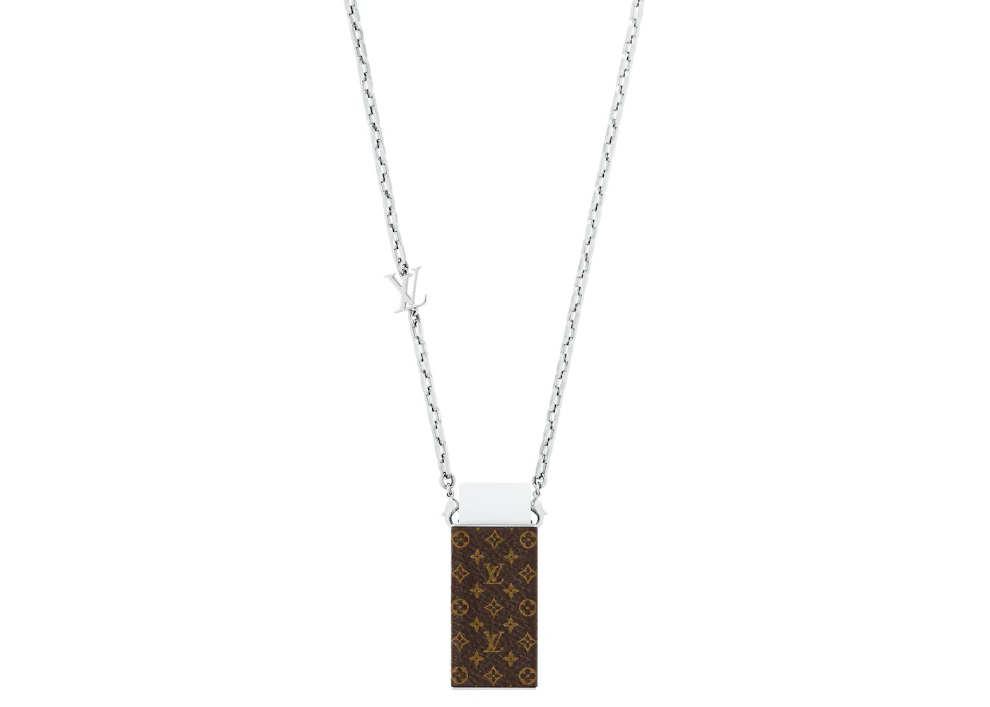Louis Vuitton Eraser Necklace Silver/Brown in Silver Metal with Silver-tone  - US