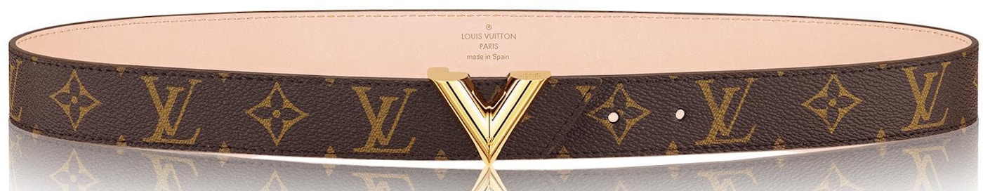 excentrisk Danmark Let at ske Louis Vuitton Essential V Belt Monogram 30MM Brown in Canvas/Calf Leather  with Gold-tone