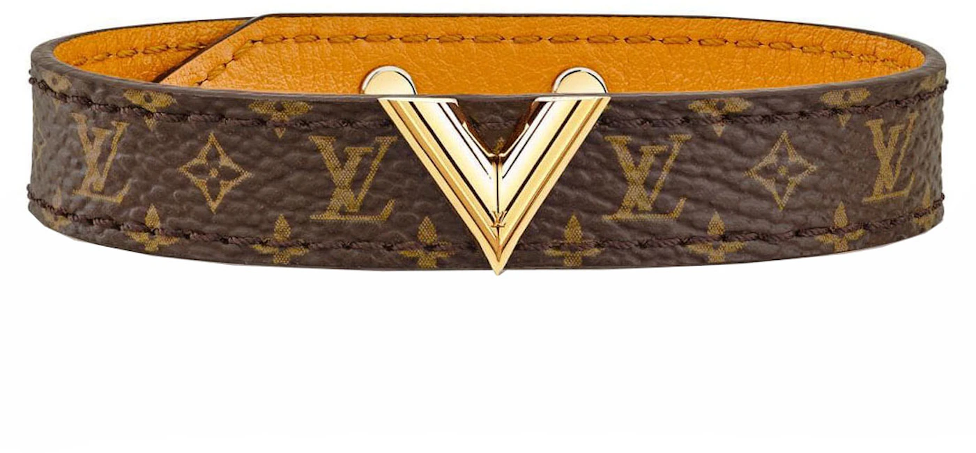 Louis Vuitton Essential V Bracelet Monogram Brown in Coated Canvas/Brass  with Gold-tone - GB