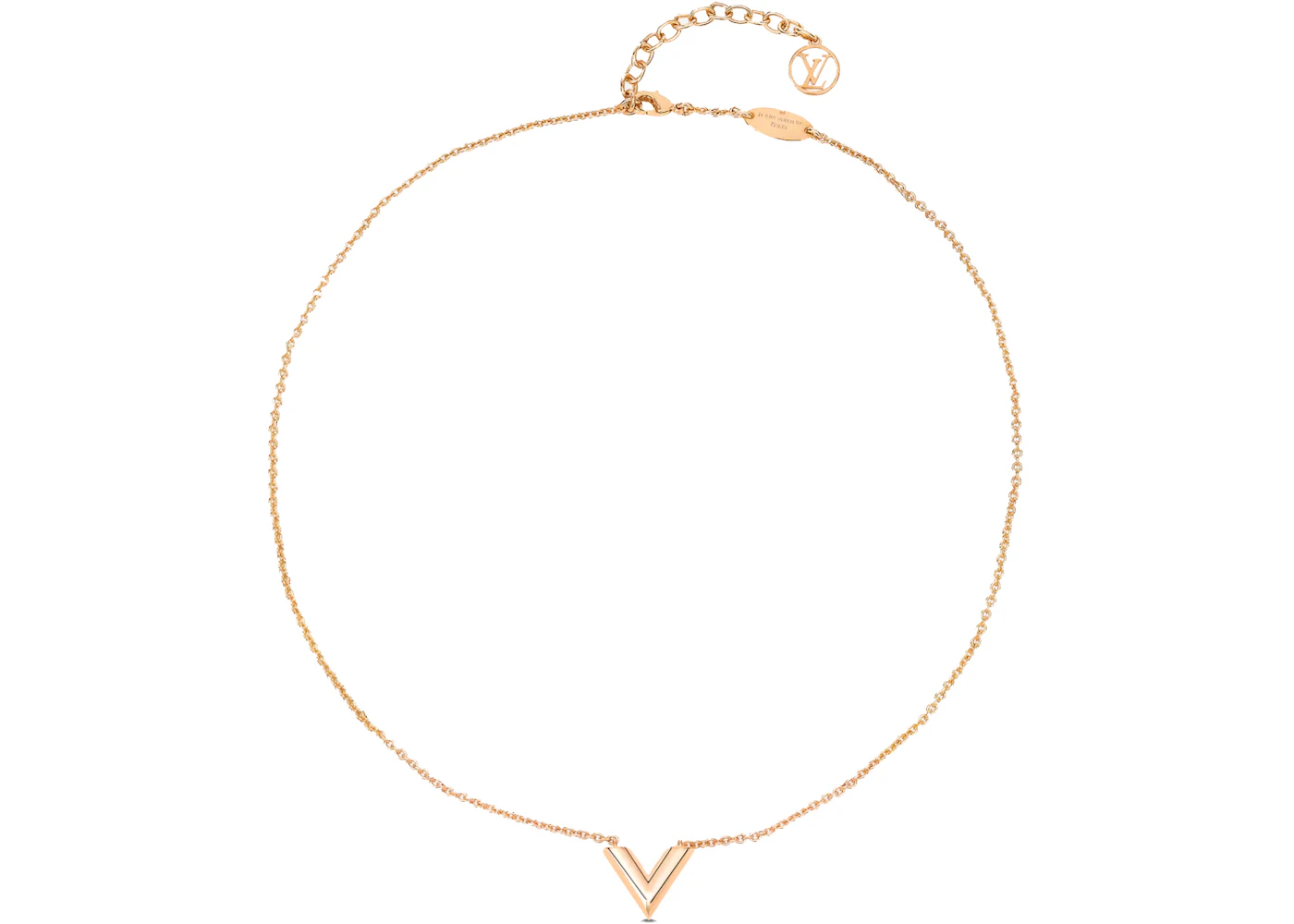 Louis Vuitton Essential V Necklace Rose Gold in Metal with Rose