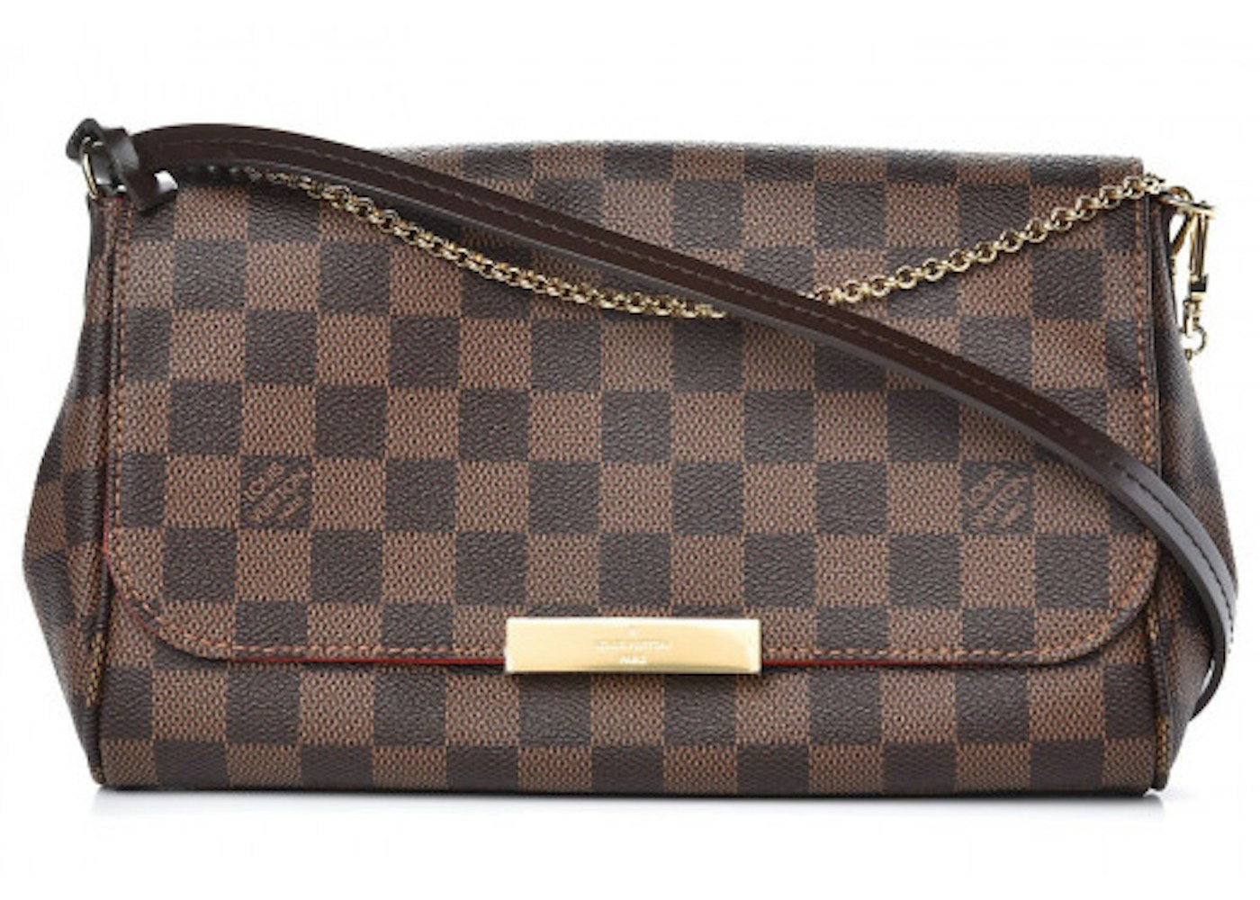 Louis Vuitton Favorite Damier Ebene Mm Red Lining Louis Vuitton Favorite Damier Ebene Mm Red Lining