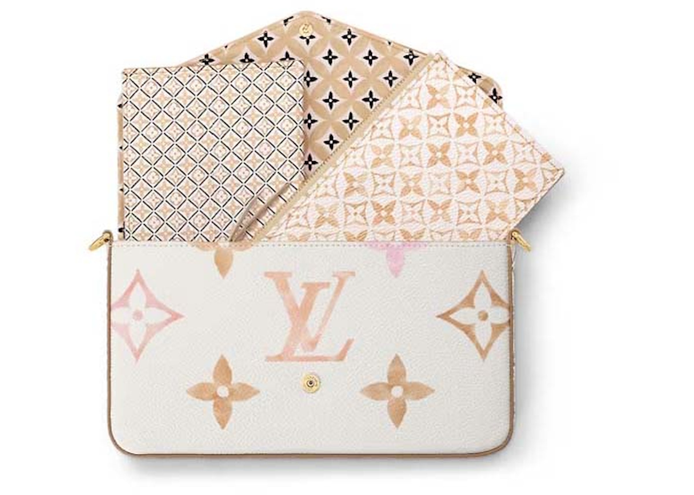 Louis Vuitton Felicie Pochette Beige in Coated Canvas with Gold-tone - US