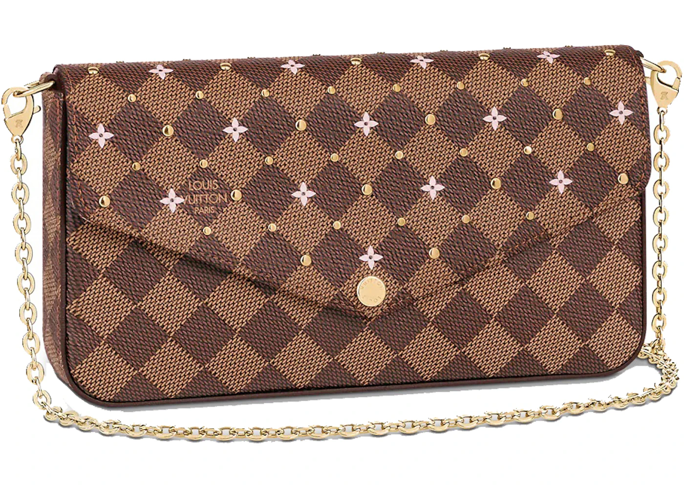 Louis Vuitton Pochette Félicie Bag In Brown Damier Ebene And Studs - Praise  To Heaven