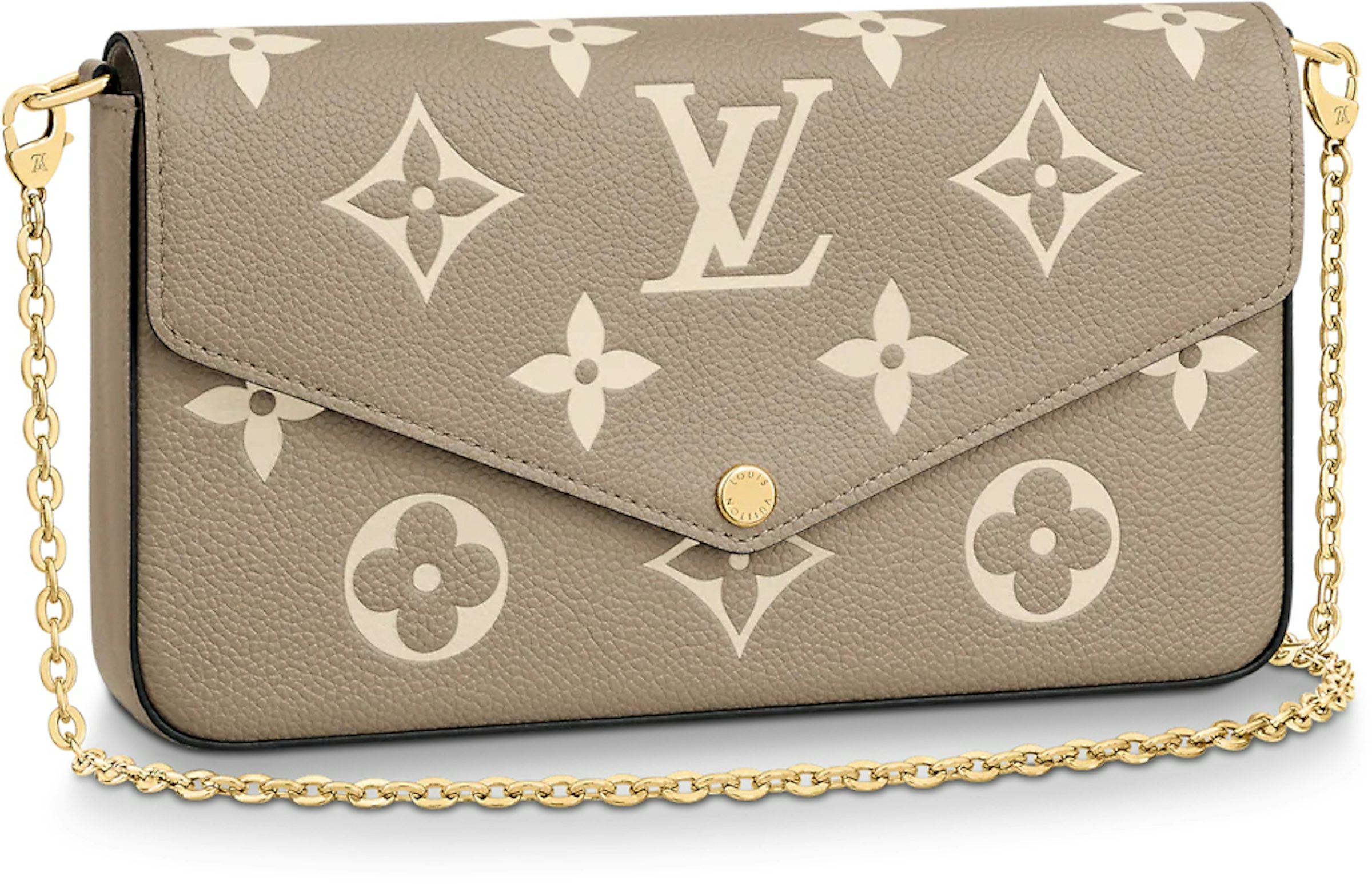 Louis Vuitton Felicie Pochette Dove/Cream in Leather with Gold-tone - GB