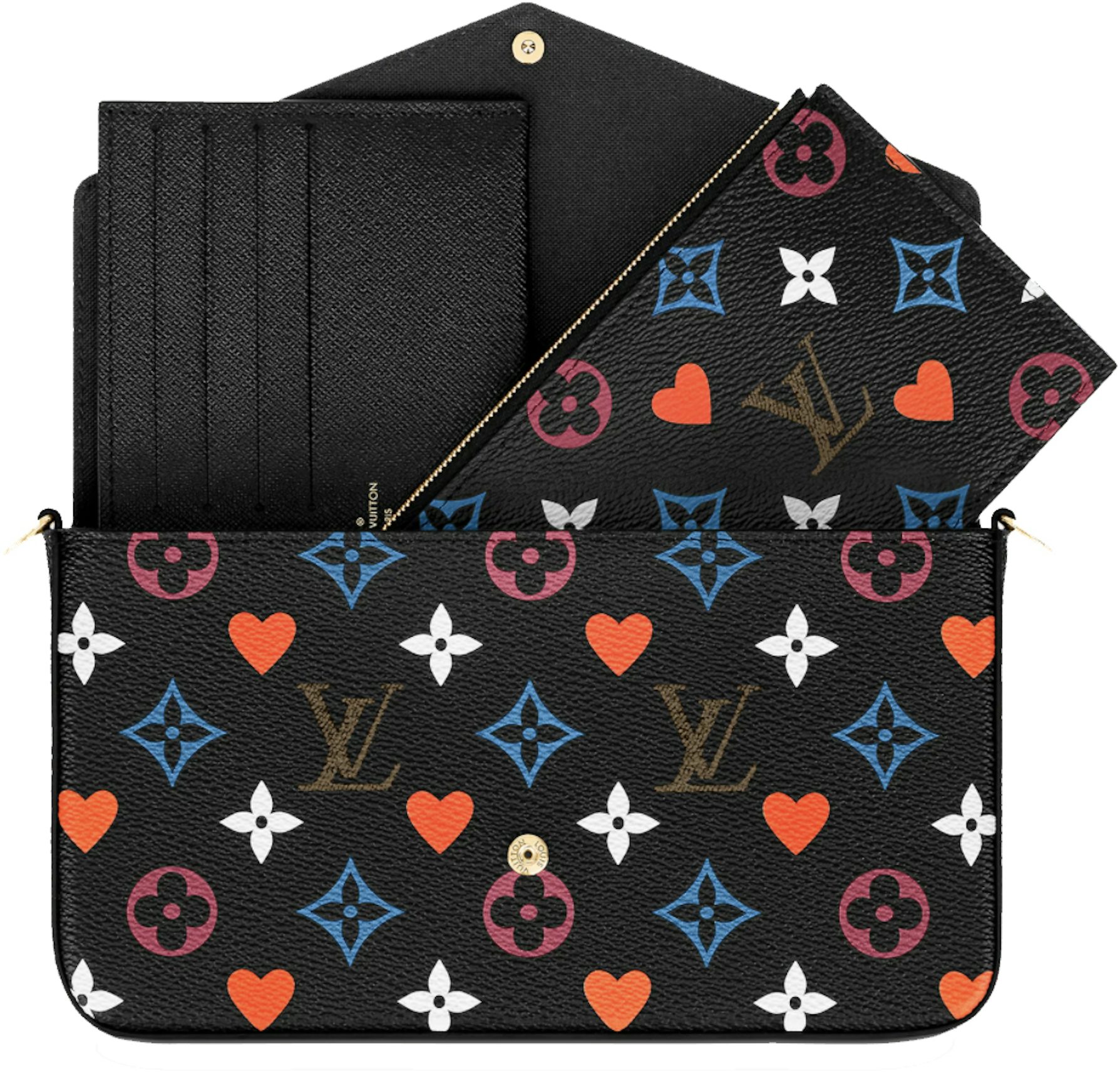 Louis Vuitton Felicie Pochette Game On Black in Coated Canvas with