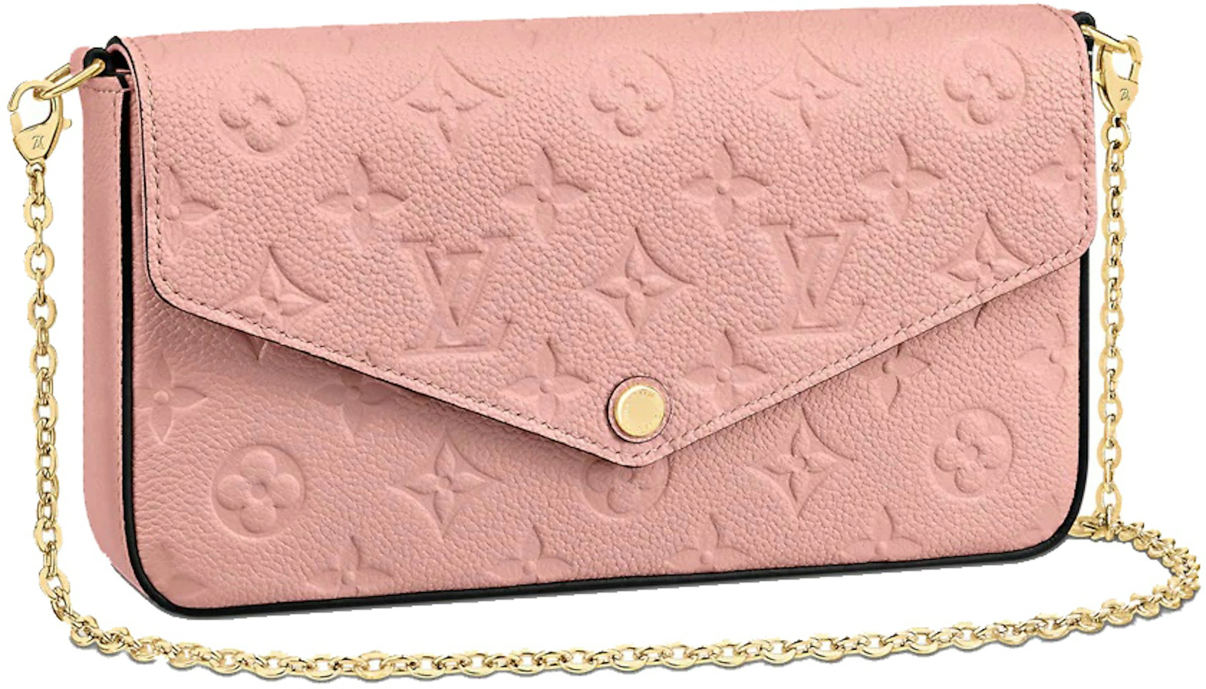 LOUIS VUITTON Pochette Felicie Monogram Leather Chain Wallet Pink