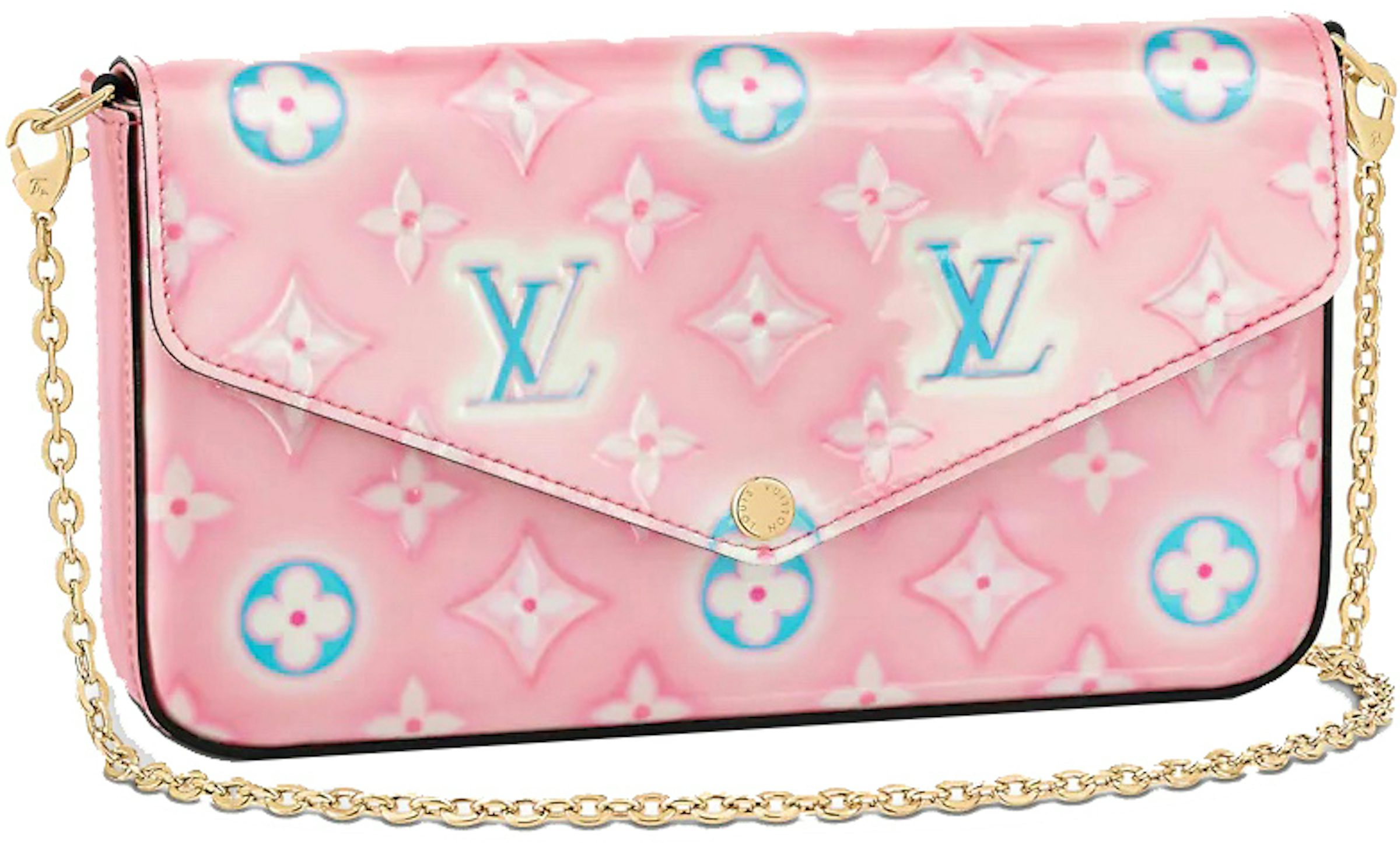 Authentic Louis Vuitton Rose Pop Hot Pink LV Monogram Cles