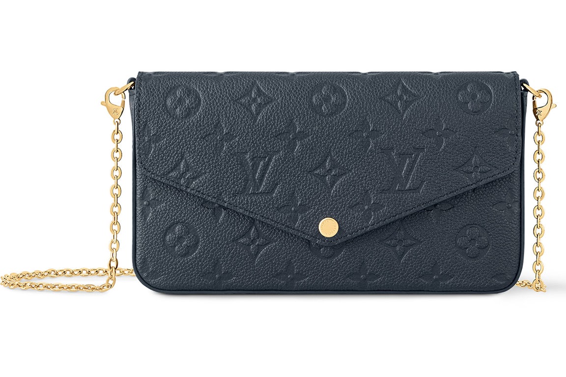 Louis Vuitton Felicie Pochette Navy in Calfskin Leather with Gold-tone - US