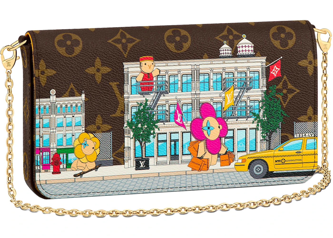 Louis Vuitton 2022 Vivienne NYC Holiday Animation Monogram Felicie Pochette  Bag