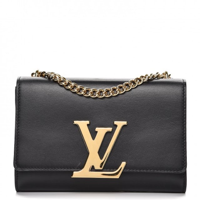 Louis Vuitton Black Leather Chain Louise MM Bag Louis Vuitton