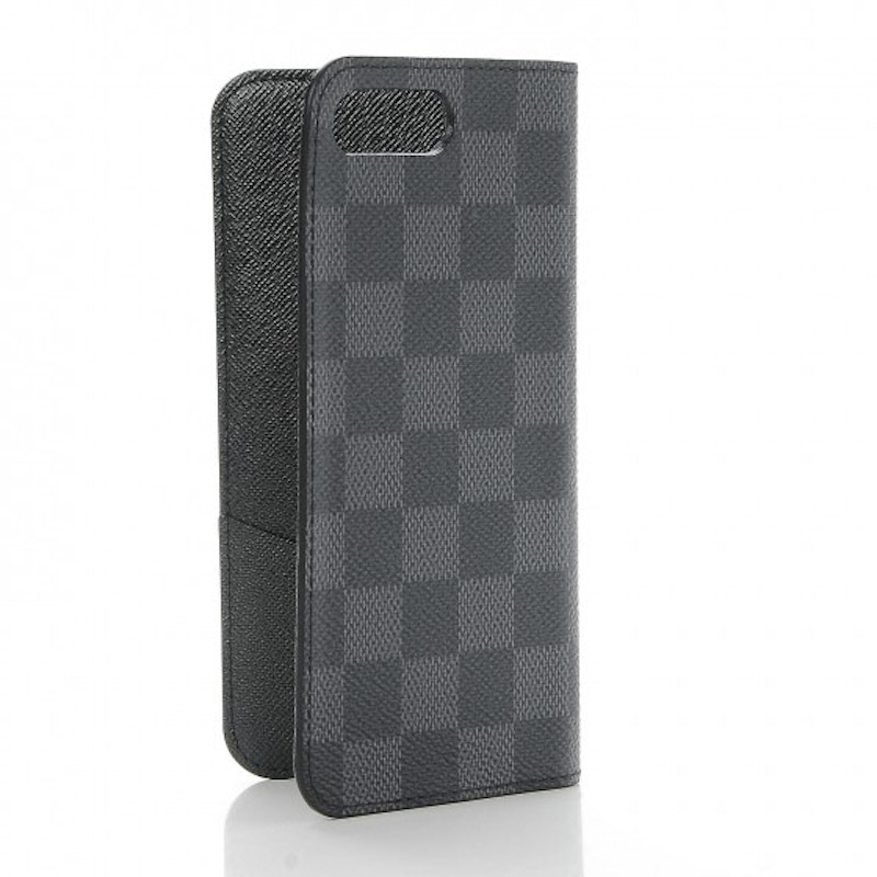 Louis Vuitton Folio Case iPhone 7 8 Plus Damier Graphite Black