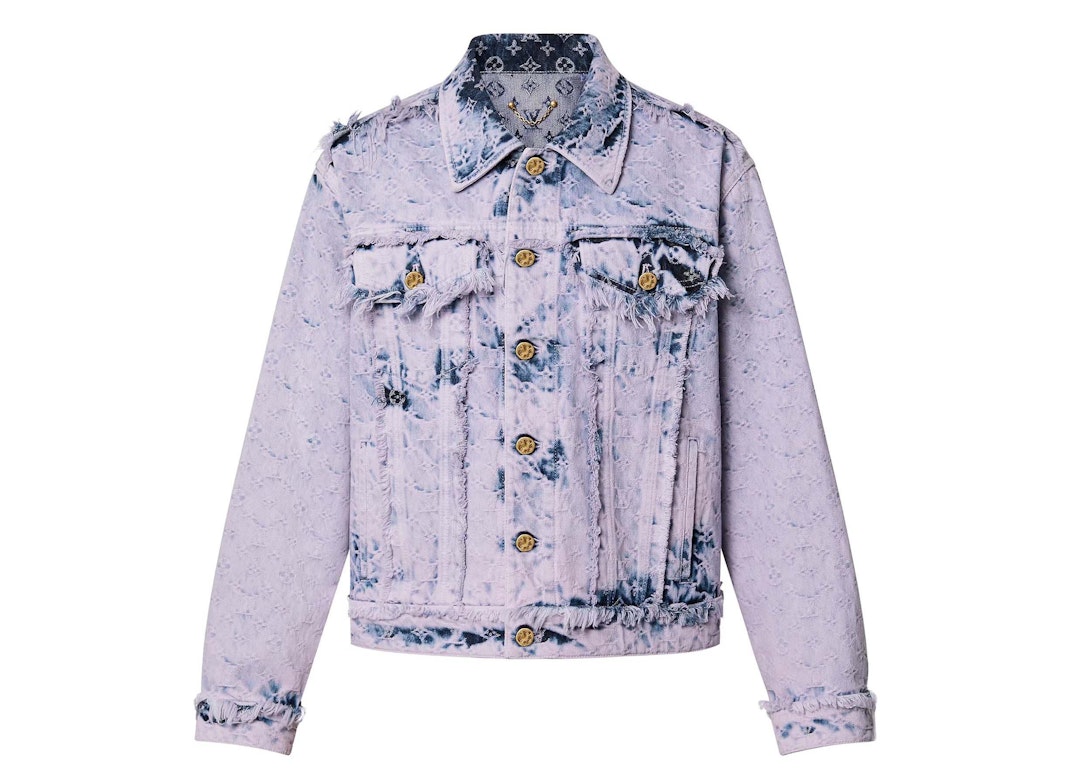 Pre-owned Louis Vuitton Fringed Monogram Boyhood Denim Jacket Lavender