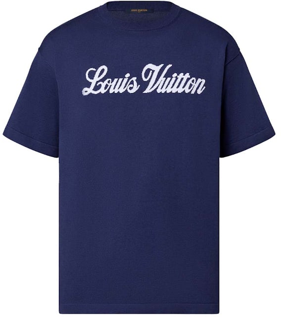 Louis Vuitton Blue Monogram Print Cotton Crew Neck Half Sleeve T