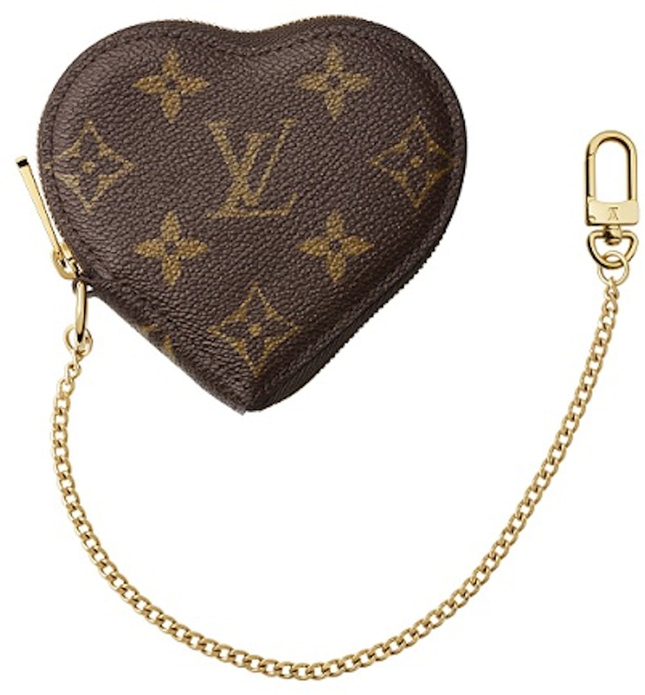 tvilling Stor Rektangel Louis Vuitton Heart Coin Purse Monogram Brown in Canvas with Gold-tone