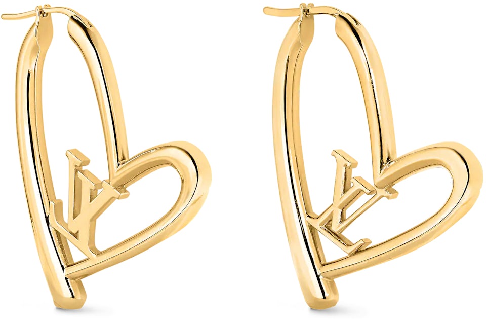 Louis Vuitton Limited Edition Heart Earrings GM Gold in Gold Metal - GB