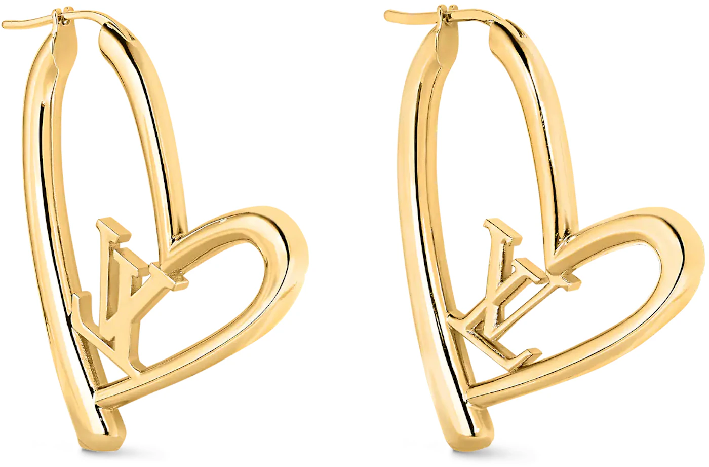 LOUIS VUITTON Earrings M00463 Heart LV Logo Mark Earrings gold used no box