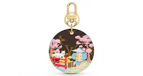 Louis Vuitton Illustre Japanese Garden Xmas Bag Charm and Key Holder Monogram Vivienne Brown/Pink