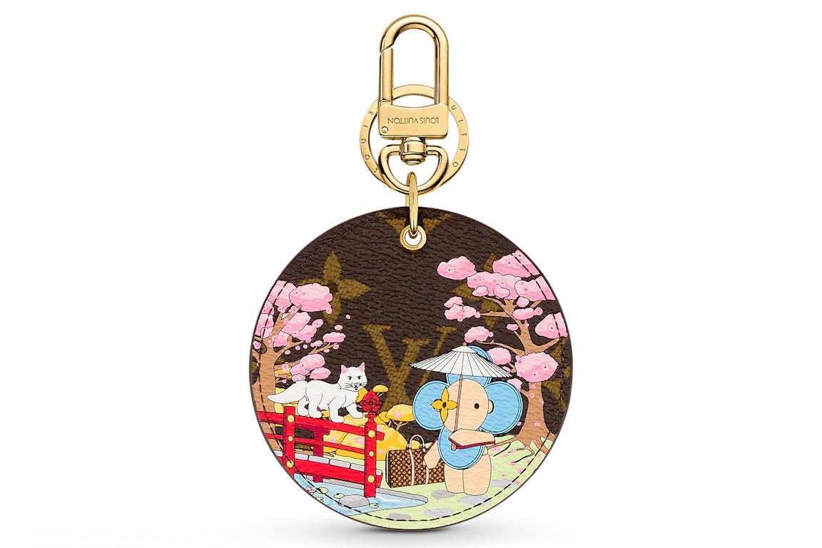 Pre-owned Louis Vuitton Illustre Japanese Garden Xmas Bag Charm And Key Holder Monogram Vivienne Brown/pink