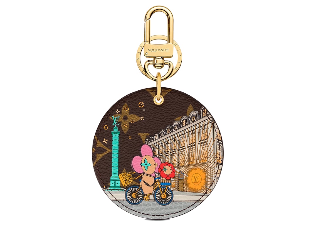 Pre-owned Louis Vuitton Illustre Xmas Paris Bag Charm And Key Holder Vivienne Holiday Monogram Canvas/pink