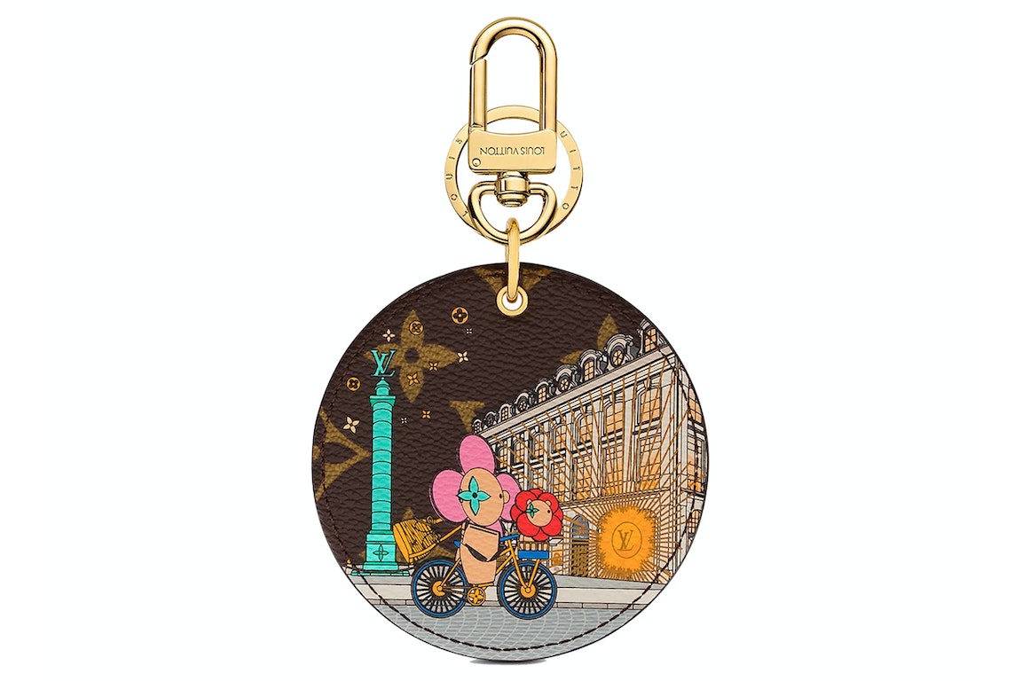 Pre-owned Louis Vuitton Illustre Xmas Paris Bag Charm And Key Holder Vivienne Holiday Monogram Canvas/pink