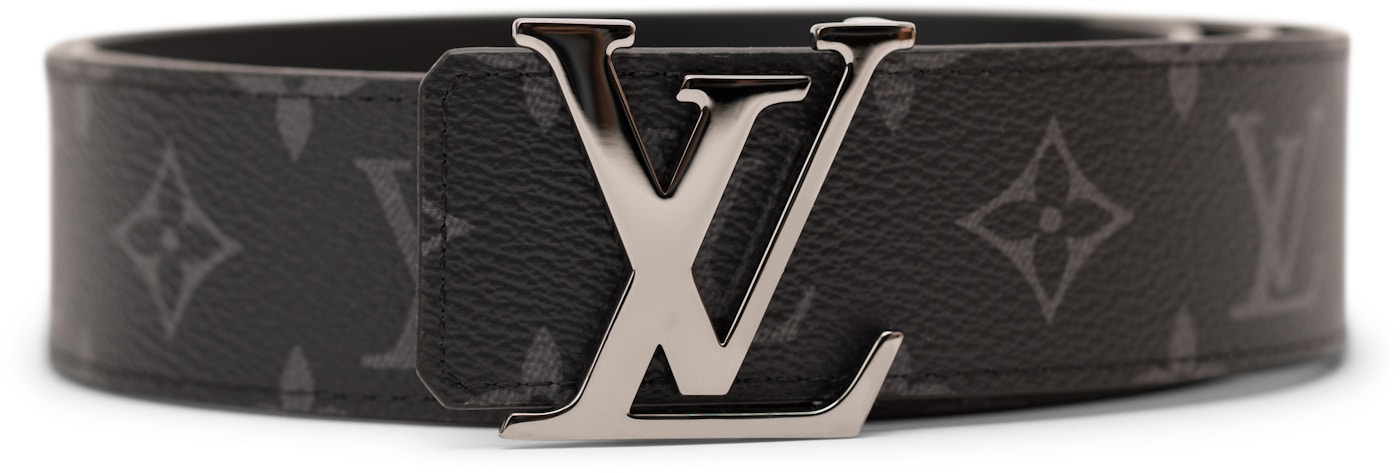 Vuitton Initiales Belt Monogram Eclipse Black/Gray Canvas Silver-tone