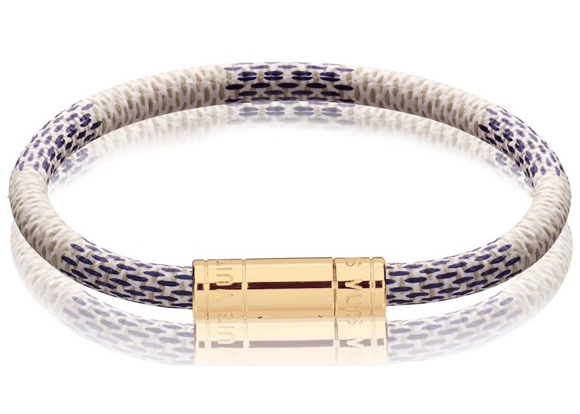 Mindre end personificering Zoologisk have Louis Vuitton Keep It Bracelet Damier Azur White/Blue in Coated Canvas with  Gold-tone - US