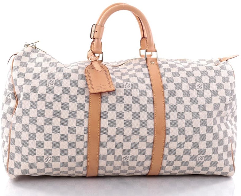 Louis Vuitton Keepall Damier Azur 50 White/Blue in Canvas with Gold-tone -  US